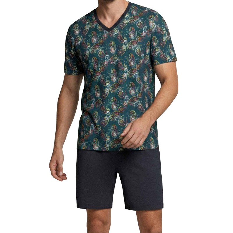 Pyjacourt de la marque IMPETUS - Pyjama Court Emeraude Prestige - Ref : IM1510P1300 GN122