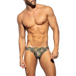 Pfauenprint Limited Edition Swim Slips - Khaki - ES collection : Ve...