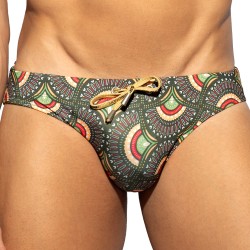 Pfauenprint Limited Edition Swim Slips - Khaki - ES collection : Ve...