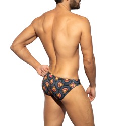 Slip de Bain Peacock Print Edition Limitée - Noir - ES collection :...