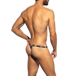 Peacock Print Limited Edition Swim Thong - Black - ES collection : ...