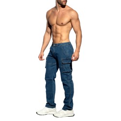 Jean s de la marque ES COLLECTION - Jeans Cargo Denim - Bleu Foncé - Ref : ESJ078 C502