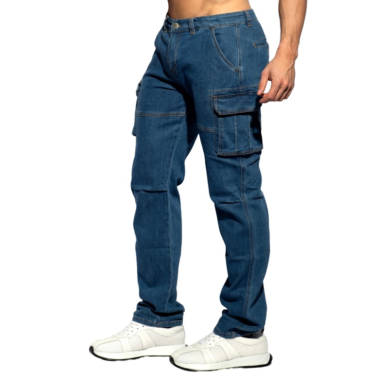 Jean s de la marque ES COLLECTION - Jeans Cargo Denim - Bleu Foncé - Ref : ESJ078 C502
