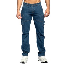 Jean s de la marque ES COLLECTION - Jeans Cargo Denim - Bleu Foncé - Ref : ESJ078 C502