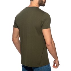Manches courtes de la marque ADDICTED - T-Shirt Basic V-Neck - Kaki - Ref : AD423 C12