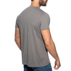 Manches courtes de la marque ADDICTED - T-Shirt Basic V-Neck - Gris - Ref : AD423 C11