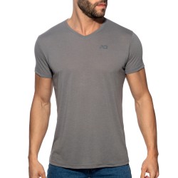 Manches courtes de la marque ADDICTED - T-Shirt Basic V-Neck - Gris - Ref : AD423 C11