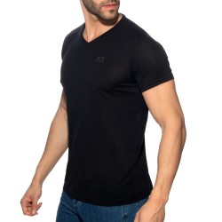 Manches courtes de la marque ADDICTED - T-Shirt Basic V-Neck - Noir - Ref : AD423 C10