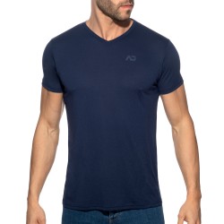 Mangas cortas de la marca ADDICTED - Camiseta básica de cuello en V - azul marino - Ref : AD423 C09
