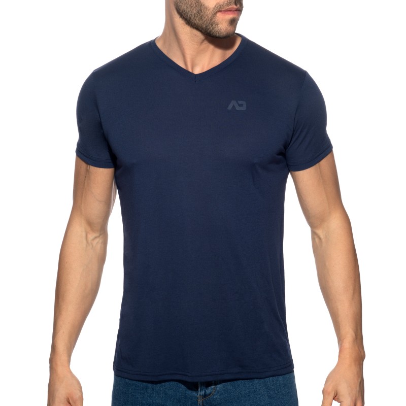 Manches courtes de la marque ADDICTED - T-Shirt Basic V-Neck - Marine - Ref : AD423 C09