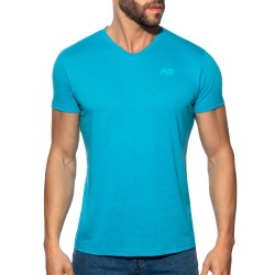 Manches courtes de la marque ADDICTED - T-Shirt Basic V-Neck - Turquoise - Ref : AD423 C08