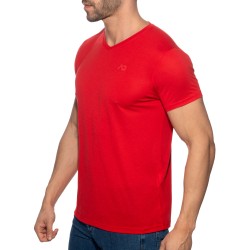 Manches courtes de la marque ADDICTED - T-Shirt Basic V-Neck - Rouge - Ref : AD423 C06