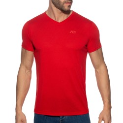 Manches courtes de la marque ADDICTED - T-Shirt Basic V-Neck - Rouge - Ref : AD423 C06