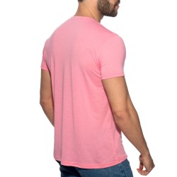 Manches courtes de la marque ADDICTED - T-Shirt Basic V-Neck - Rose - Ref : AD423 C05