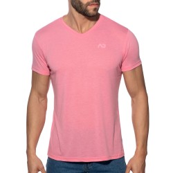 Manches courtes de la marque ADDICTED - T-Shirt Basic V-Neck - Rose - Ref : AD423 C05