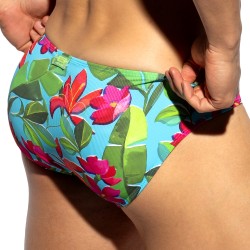 Slip de la marca ES COLLECTION - Flores Audaces, Edición Limitada Bikini - Turquesa - Ref : UN662 C08