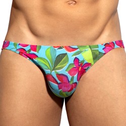 Slip de la marca ES COLLECTION - Flores Audaces, Edición Limitada Bikini - Turquesa - Ref : UN662 C08