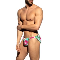 Slip, Tanga de la marque ES COLLECTION - Bikini Bold Flowers Edition Limitée - Blanc - Ref : UN662 C01
