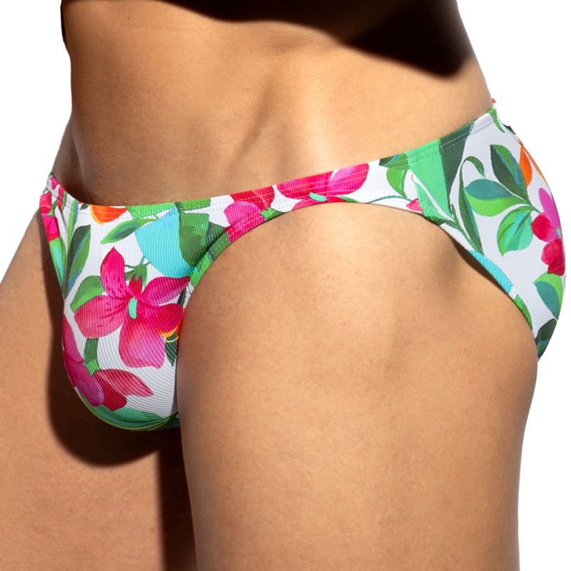 Slip, Tanga de la marque ES COLLECTION - Bikini Bold Flowers Edition Limitée - Blanc - Ref : UN662 C01