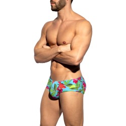 Brief of the brand ES COLLECTION - Bold Flowers Limited Edition Briefs - Turquoise - Ref : UN663 C08