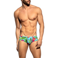 Brief of the brand ES COLLECTION - Bold Flowers Limited Edition Briefs - Turquoise - Ref : UN663 C08