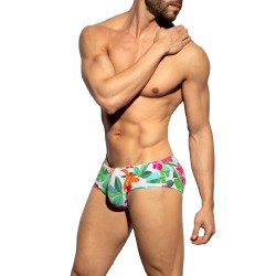 Slip, Tanga de la marque ES COLLECTION - Slip Bold Flowers Edition Limitée - Blanc - Ref : UN663 C01