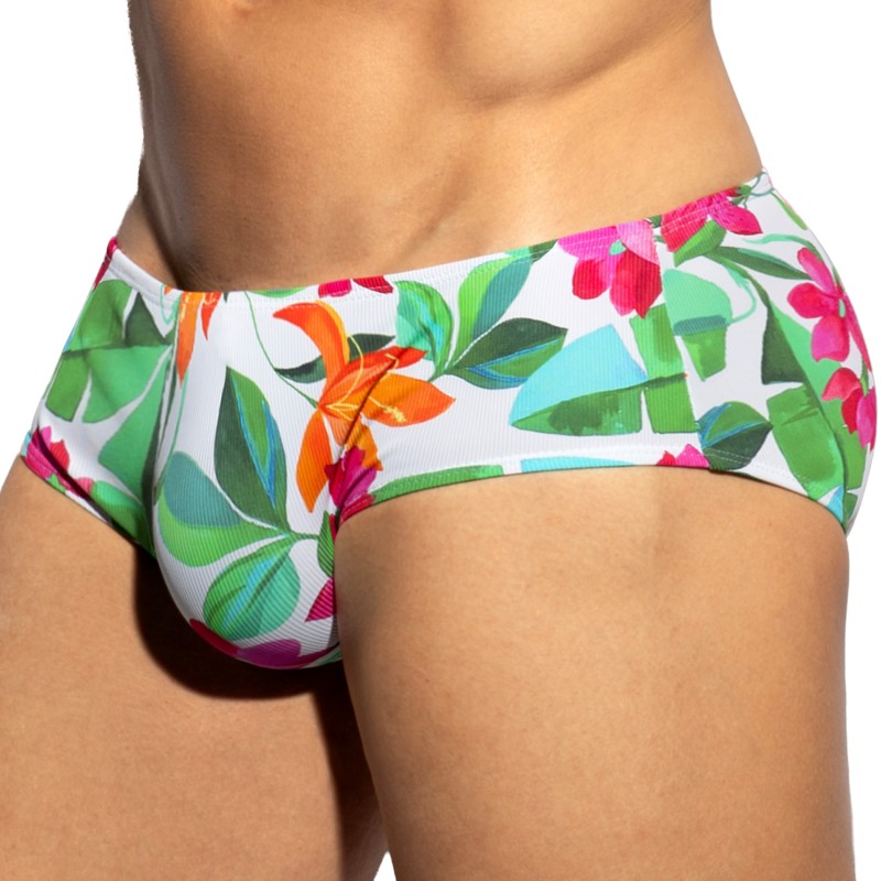 Slip, Tanga de la marque ES COLLECTION - Slip Bold Flowers Edition Limitée - Blanc - Ref : UN663 C01