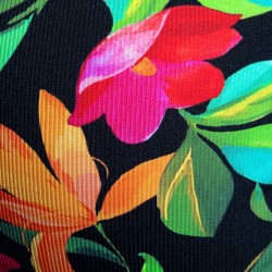 Schnur der Marke ES COLLECTION - Limitierte Edition Bold Flowers Tanga - Schwarz - Ref : UN664 C10