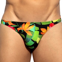 Schnur der Marke ES COLLECTION - Limitierte Edition Bold Flowers Tanga - Schwarz - Ref : UN664 C10