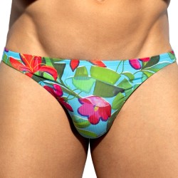 String de la marque ES COLLECTION - String Bold Flowers Edition Limitée - Turquoise - Ref : UN664 C08