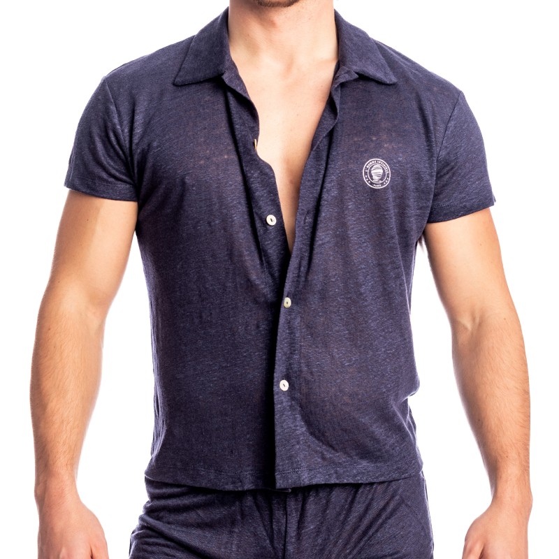 Nieuwpoort - The Invisible Man Cuban Collar Navy Shirt - L'Homme In...