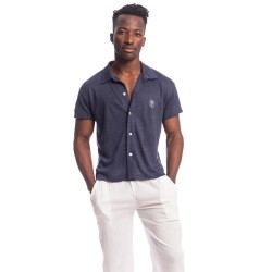 Nieuwpoort - The Invisible Man Cuban Collar Navy Shirt - L'Homme In...