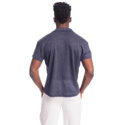 Nieuwpoort - The Invisible Man Cuban Collar Navy Shirt - L'Homme In...