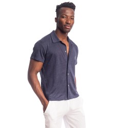 Nieuwpoort - The Invisible Man Cuban Collar Navy Shirt - L'Homme In...