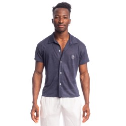 Nieuwpoort - The Invisible Man Cuban Collar Navy Shirt - L'Homme In...