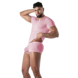 Manches courtes de la marque TOF PARIS - T-Shirt Microfibre Mon Amour TOF Paris - Rose - Ref : TOF646P