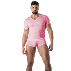 Manches courtes de la marque TOF PARIS - T-Shirt Microfibre Mon Amour TOF Paris - Rose - Ref : TOF646P