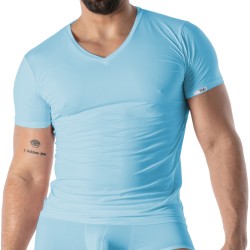 Manches courtes de la marque TOF PARIS - T-Shirt Microfibre Mon Amour TOF Paris - Bleu - Ref : TOF646BU