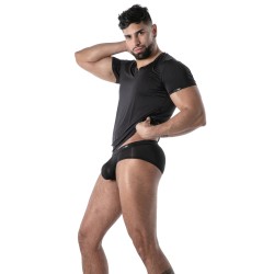 Manches courtes de la marque TOF PARIS - T-Shirt Microfibre Mon Amour TOF Paris - Noir - Ref : TOF646N