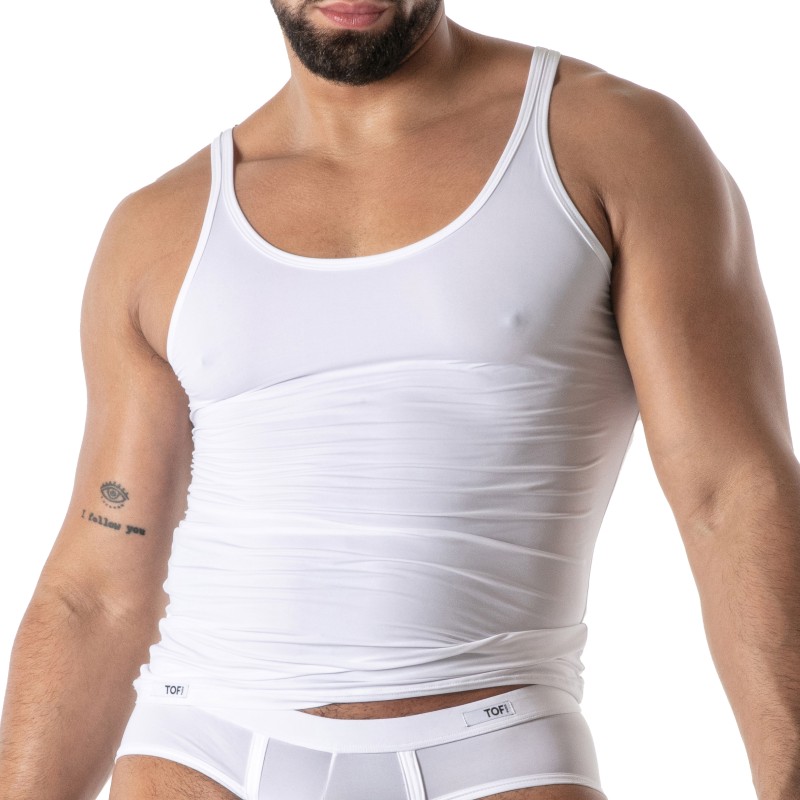 Débardeur de la marque TOF PARIS - Débardeur Microfibre Mon Amour TOF Paris - Blanc - Ref : TOF647B