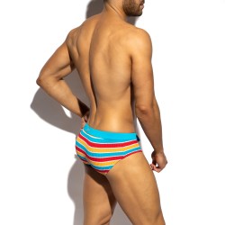 Slip de Bain ADDICTED 70'S Stripes - Turquoise - ES collection : ve...