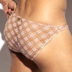 Slip, Tanga de la marque ES COLLECTION - Bikini ES Collection Metallic Bloom - Rose - Ref : UN677 C05