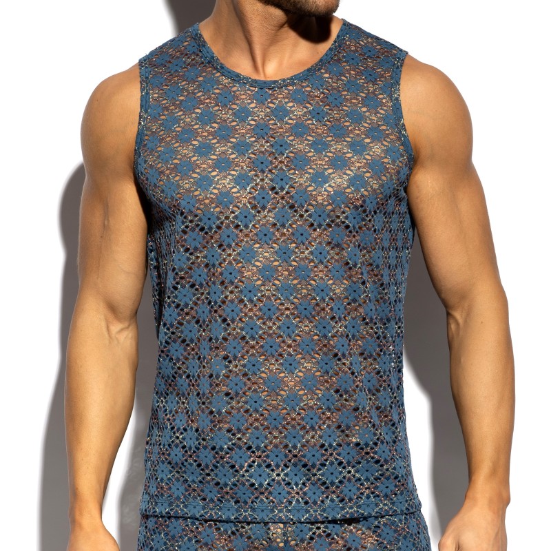 Tank top of the brand ES COLLECTION - ES Metallic Bloom Collection Tank Top - Cobalt Blue - Ref : TS361 C26