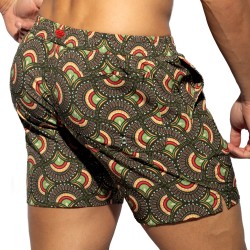 Short de bain de la marque ES COLLECTION - Short de Bain ES Collection Peacock Print Edition Limitée - Kaki - Ref : 2606 C12