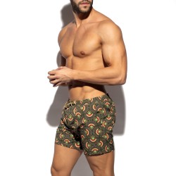 Short de bain de la marque ES COLLECTION - Short de Bain ES Collection Peacock Print Edition Limitée - Kaki - Ref : 2606 C12