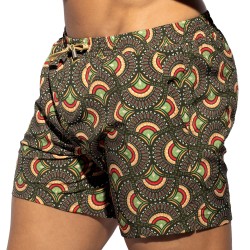 Pantaloncini da bagno del marchio ES COLLECTION - Pantaloncini da bagno in edizione limitata stampa Peacock Collection ES - Kaki