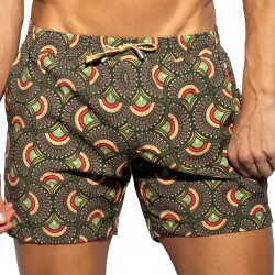 Pantaloncini da bagno del marchio ES COLLECTION - Pantaloncini da bagno in edizione limitata stampa Peacock Collection ES - Kaki