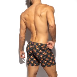 Short de bain de la marque ES COLLECTION - Short de Bain ES Collection Peacock Print Edition Limitée - Noir - Ref : 2606 C10