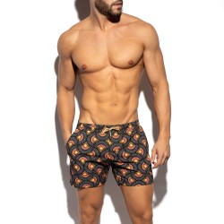 Short de bain de la marque ES COLLECTION - Short de Bain ES Collection Peacock Print Edition Limitée - Noir - Ref : 2606 C10