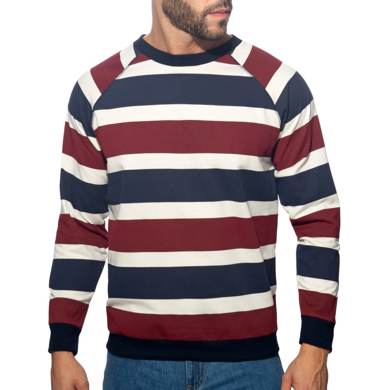 Manches longues de la marque ADDICTED - Sweatshirt ADDICTED Retro Stripes - Rouge - Ref : AD1438 C29